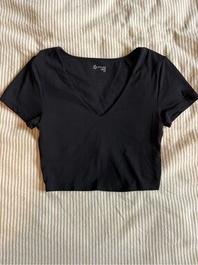 Classic Black V-Neck Crop Top by Aerie-Offline